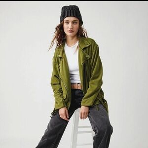 Free People Rebel Knit Moto Jacket. Olive Green. Size  Small